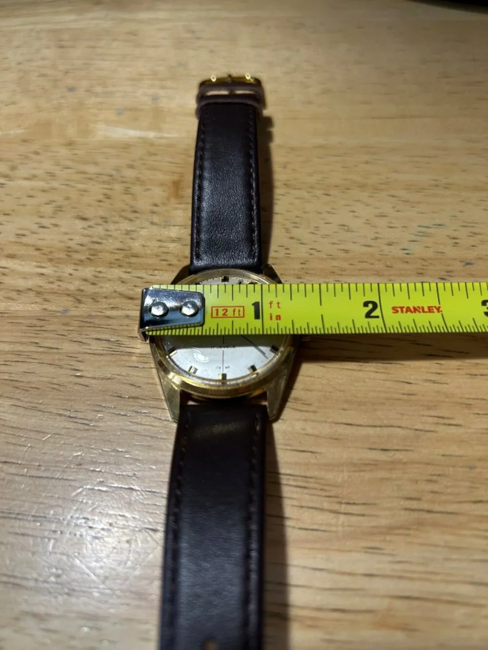 NWI Mens Prim Elegant Brown Leather Band Gold-Plated Mechanical Wristwatch